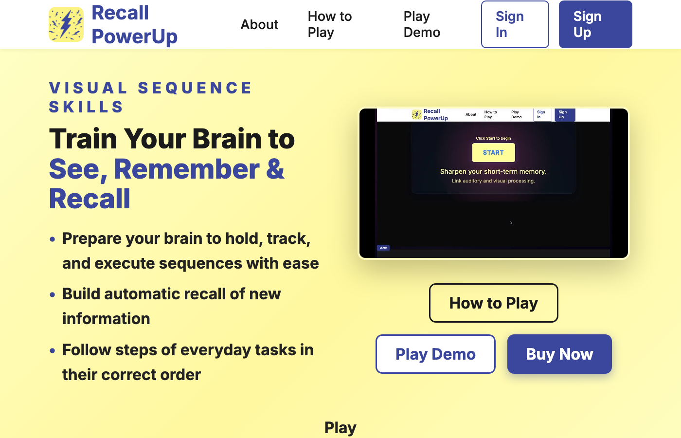Recall PowerUp - Train Your Brain to See, Remember & Recall
